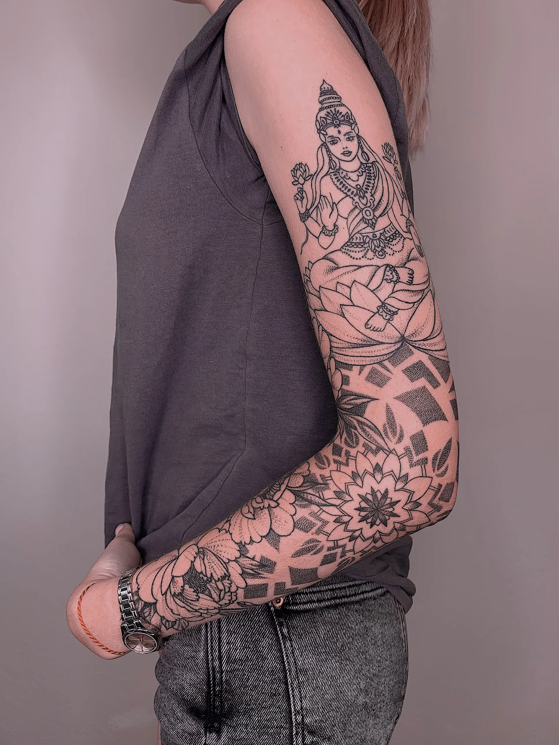 Mandala Sleeve mit Goettin – Ornamental Tattoo